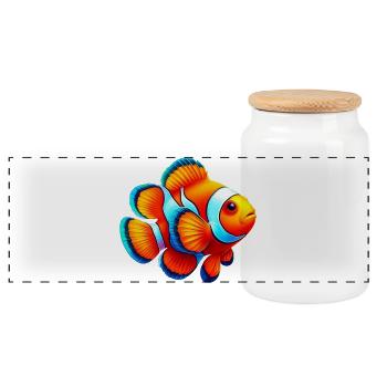 Clownfish - Panoramic Cookie Jar with Wooden Lid - white - Front