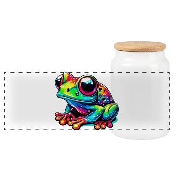 Grenouille - Boîte à biscuits avec couvercle en bois - blanc - Devant