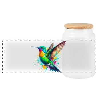 Kolibri - Panorama Keksdose mit Holzdeckel - Weiß - Vorne