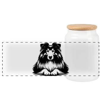 Collie - Panorama Keksdose mit Holzdeckel - Weiß - Vorne