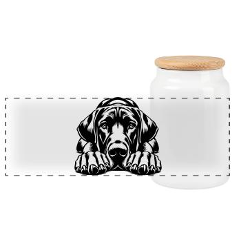 Dogue allemand - Boîte à biscuits avec couvercle en bois - blanc - Devant