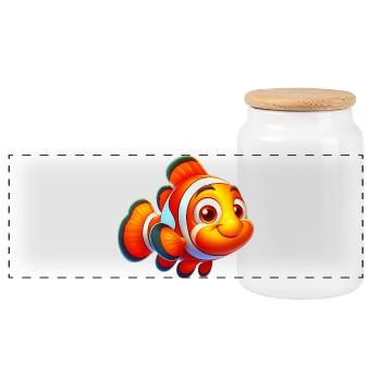 Clownfish - Panoramic Cookie Jar with Wooden Lid - white - Front