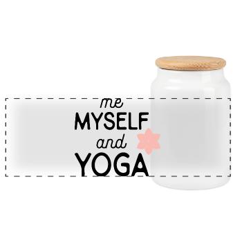 yoga - Boîte à biscuits avec couvercle en bois - blanc - Devant