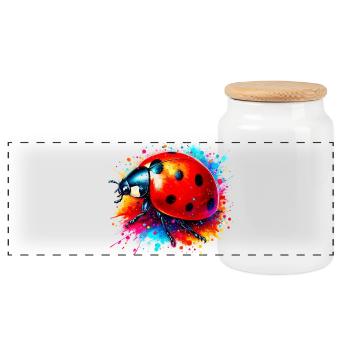 Coccinelle - Boîte à biscuits avec couvercle en bois - blanc - Devant