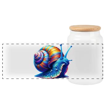 Schnecke - Panorama Keksdose mit Holzdeckel - Weiß - Vorne