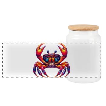 Crabe - Boîte à biscuits avec couvercle en bois - blanc - Devant
