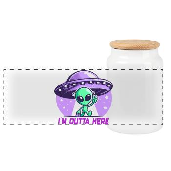 Extraterrestre, je suis hors d’ici Extraterrestres - Boîte à biscuits avec couvercle en bois - blanc - Devant