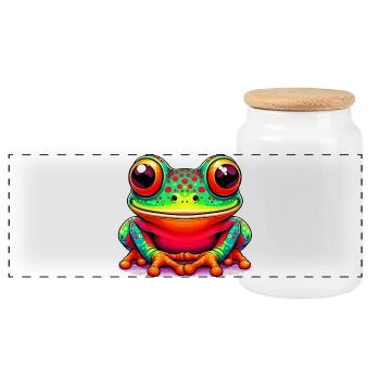 Grenouille - Boîte à biscuits avec couvercle en bois - blanc - Devant