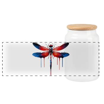 Dragonfly - Panoramic Cookie Jar with Wooden Lid - white - Front