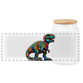 Dinosaure - Boîte à biscuits avec couvercle en bois - blanc - Devant