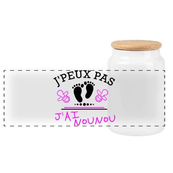 JPEUX PAS JAI nounou fille - Boîte à biscuits avec couvercle en bois - blanc - Devant