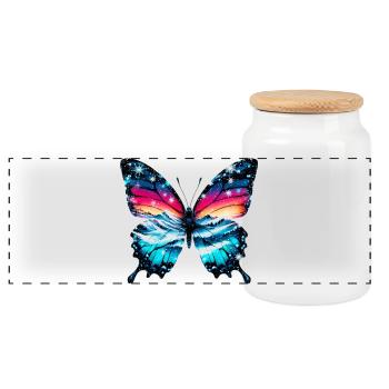Schmetterling - Panorama Keksdose mit Holzdeckel - Weiß - Vorne