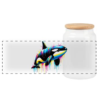 Killer whale - Panoramic Cookie Jar with Wooden Lid - white - Front