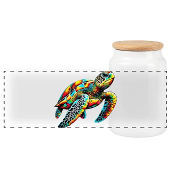 Tortue - Boîte à biscuits avec couvercle en bois - blanc - Devant