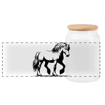 Horse Icelandic pony Icelandic horse - Panoramic Cookie Jar with Wooden Lid - white - Front