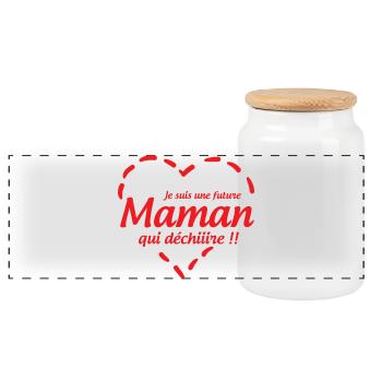 Je suis une future Maman qui déchiiire !! - Boîte à biscuits avec couvercle en bois - blanc - Devant