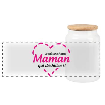 Je suis une future Maman qui déchiiire !! - Boîte à biscuits avec couvercle en bois - blanc - Devant