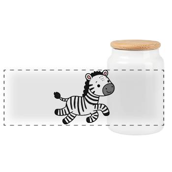 Zebra - Panorama Keksdose mit Holzdeckel - Weiß - Vorne