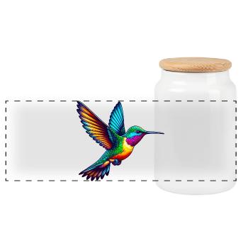 Kolibri - Panorama Keksdose mit Holzdeckel - Weiß - Vorne