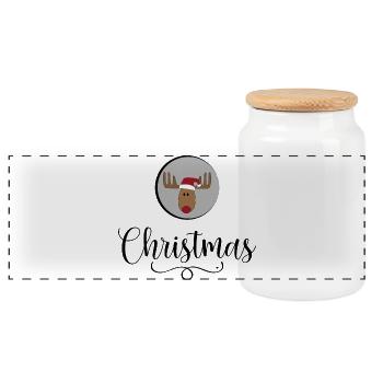 Noël - Boîte à biscuits avec couvercle en bois - blanc - Devant