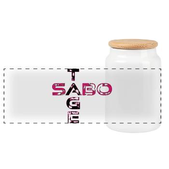 Sabotage - Neon-Grunge Typo  - Panorama Keksdose mit Holzdeckel - Weiß - Vorne