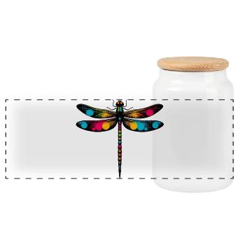 Dragonfly - Panoramic Cookie Jar with Wooden Lid - white - Front