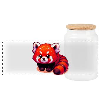 Kleiner Panda - Panorama Keksdose mit Holzdeckel - Weiß - Vorne