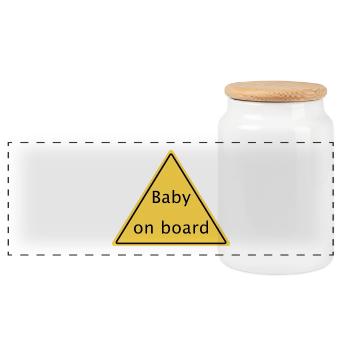 Baby on board - Panorama Keksdose mit Holzdeckel - Weiß - Vorne