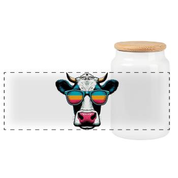 Vache - Boîte à biscuits avec couvercle en bois - blanc - Devant