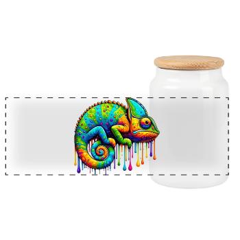 Caméléon - Boîte à biscuits avec couvercle en bois - blanc - Devant