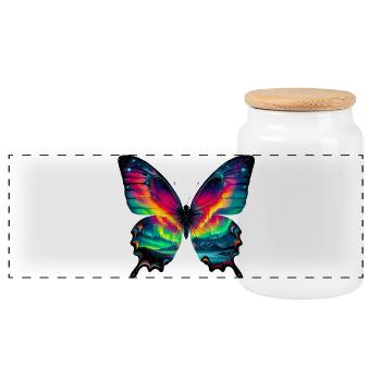 Schmetterling - Panorama Keksdose mit Holzdeckel - Weiß - Vorne