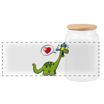 Dinosaure manga kawaii - Boîte à biscuits avec couvercle en bois - blanc - Devant