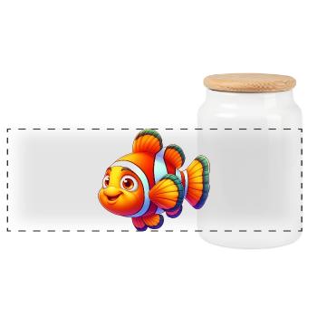 Clownfish - Panoramic Cookie Jar with Wooden Lid - white - Front