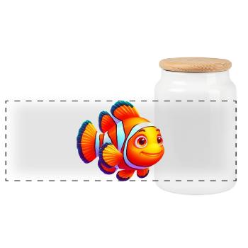 Clownfish - Panoramic Cookie Jar with Wooden Lid - white - Front