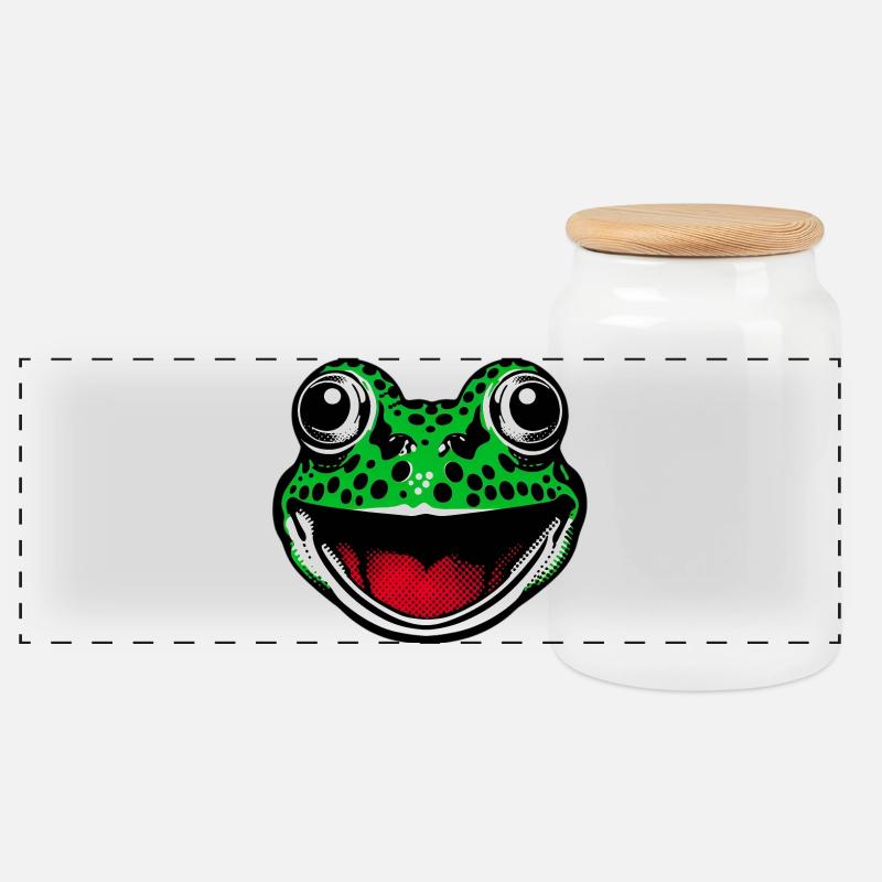 Frosch - Panorama Keksdose mit Holzdeckel - Weiß