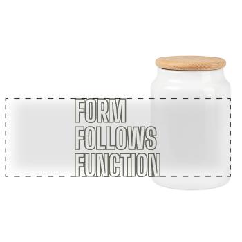 FORM FOLLOWS FUNCTION - Bauhaus Design Wagenfeld - Panorama Keksdose mit Holzdeckel - Weiß - Vorne