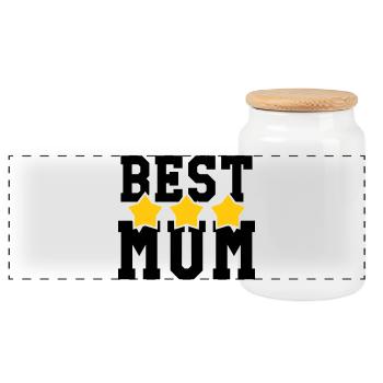 Meilleure Maman - Fête des Mères - Boîte à biscuits avec couvercle en bois - blanc - Devant