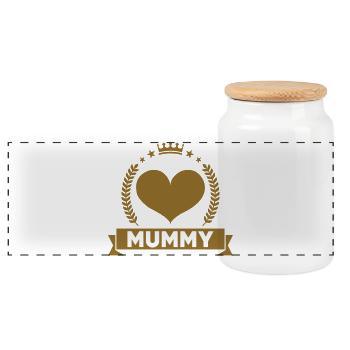 Maman d'Amour - Mother's Day - Panoramic Cookie Jar with Wooden Lid - white - Front
