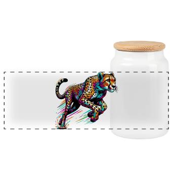 Guépard - Boîte à biscuits avec couvercle en bois - blanc - Devant