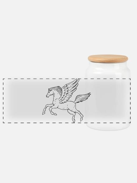Pegasus - Panorama Keksdose mit Holzdeckel - Weiß