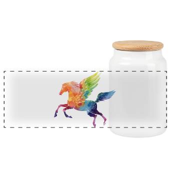 Pegasus - Panoramic Cookie Jar with Wooden Lid - white - Front