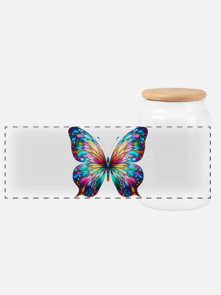 Schmetterling - Panorama Keksdose mit Holzdeckel - Weiß