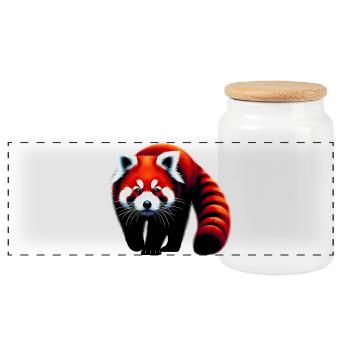 Roter Panda - Panorama Keksdose mit Holzdeckel - Weiß - Vorne