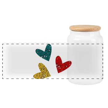 HEART. COUPLE. JUST MARRIED. Bachelorette party. VALENTINE'S DAY. - Panoramic Cookie Jar with Wooden Lid - white - Front