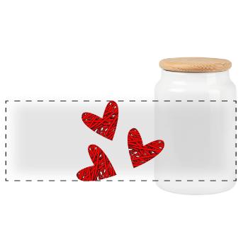 COUPLE. HEART. CHRISTMAS. JUST MARRIED. Bachelorette party - Panoramic Cookie Jar with Wooden Lid - white - Front