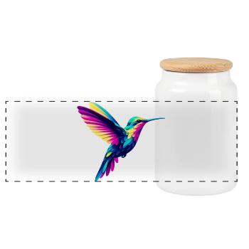 Kolibri - Panorama Keksdose mit Holzdeckel - Weiß - Vorne