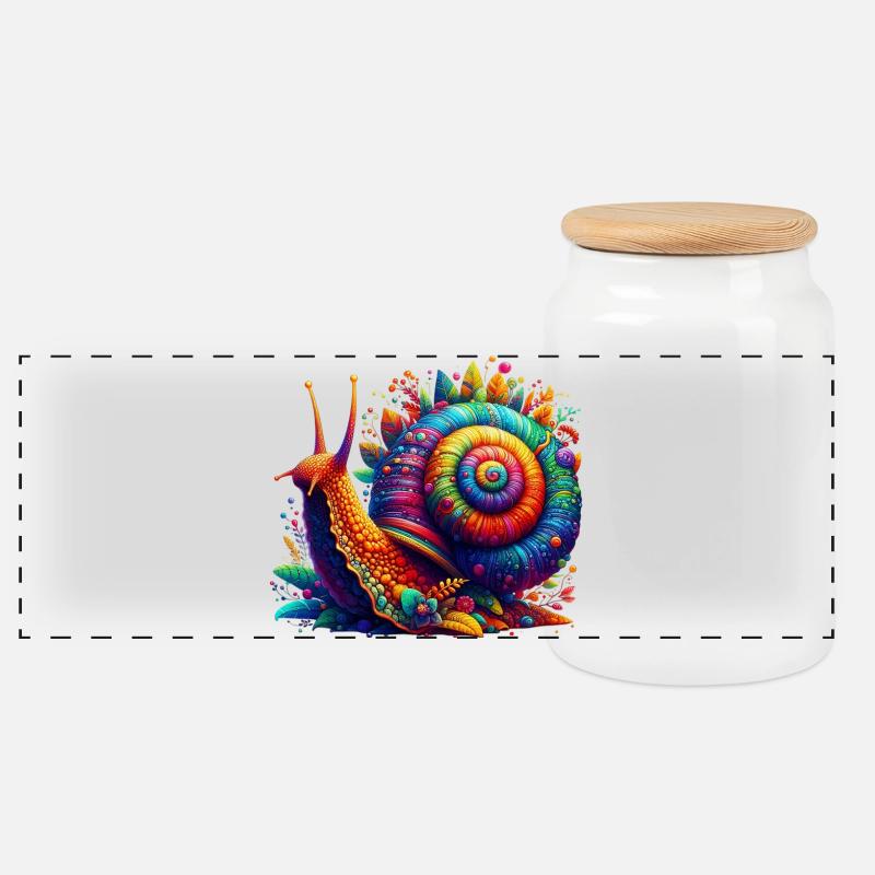 Schnecke - Panorama Keksdose mit Holzdeckel - Weiß