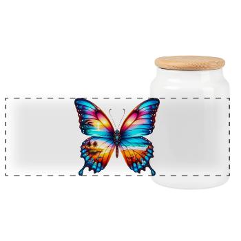 Papillon - Boîte à biscuits avec couvercle en bois - blanc - Devant
