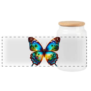 Papillon - Boîte à biscuits avec couvercle en bois - blanc - Devant