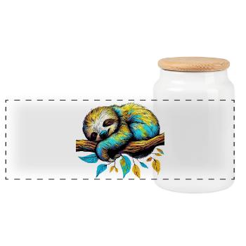 Sloth - Panoramic Cookie Jar with Wooden Lid - white - Front